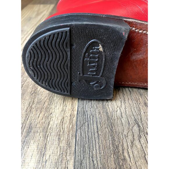 VNTG Justin Roper Women's Cherry Red Leather Fringe Lace Up Western Boots 6.5B - Picture 14 of 14